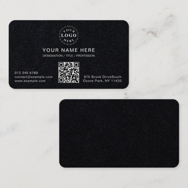Customizable Modern White Rounded Premium Black Business Card (Front/Back)