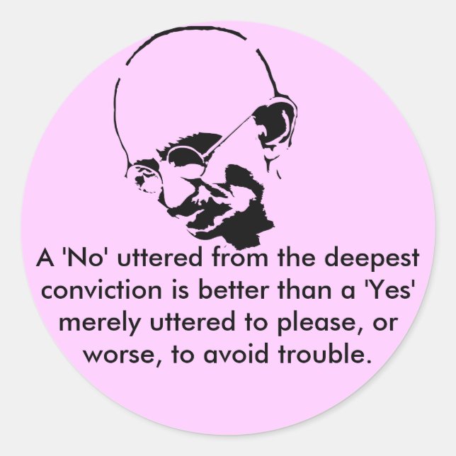 Customizable Mohandas Gandhi Quote Classic Round Sticker (Front)