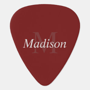Customizable Monogram Burgundy Guitar Pick