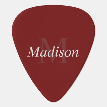 Customizable Monogram Burgundy Guitar Pick by ops2014 at Zazzle