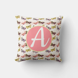 CUSTOMIZABLE MONOGRAM BUTTERFLY Throw Pillow