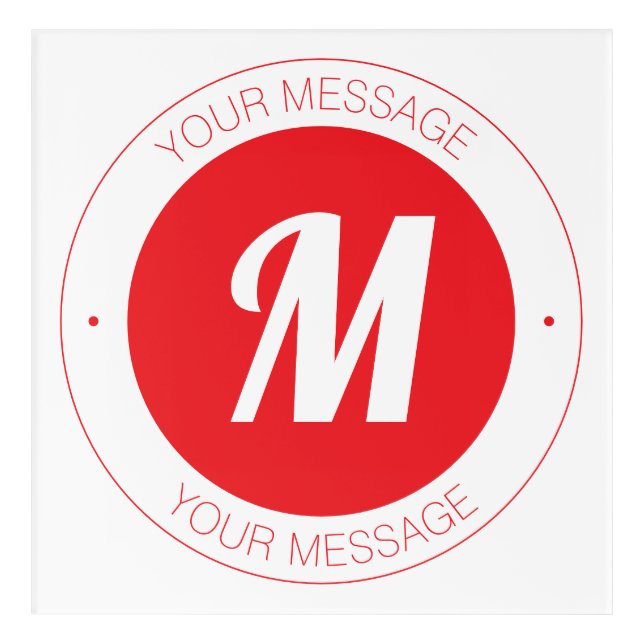 Customizable Monogram & Circular Text Template Acrylic Print (Front)