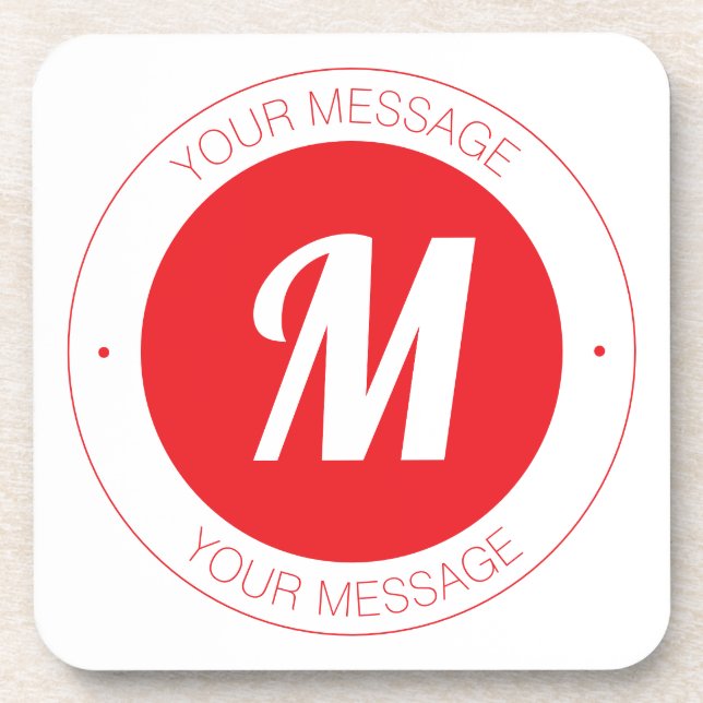 Customizable Monogram & Circular Text Template Beverage Coaster (Front)