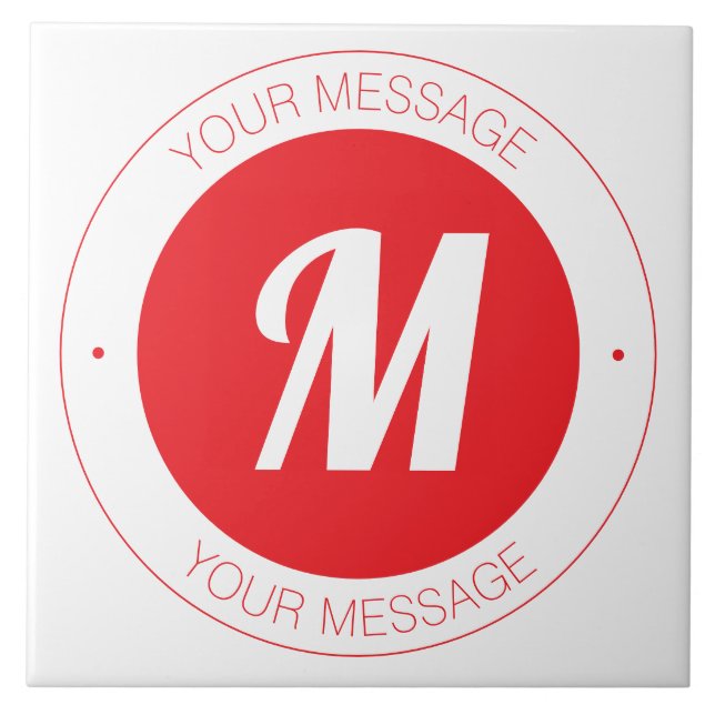 Customizable Monogram & Circular Text Template Ceramic Tile (Front)