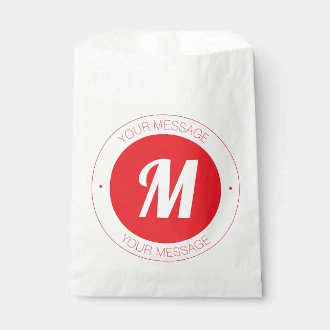 Customizable Monogram & Circular Text Template Favor Bag (Front)