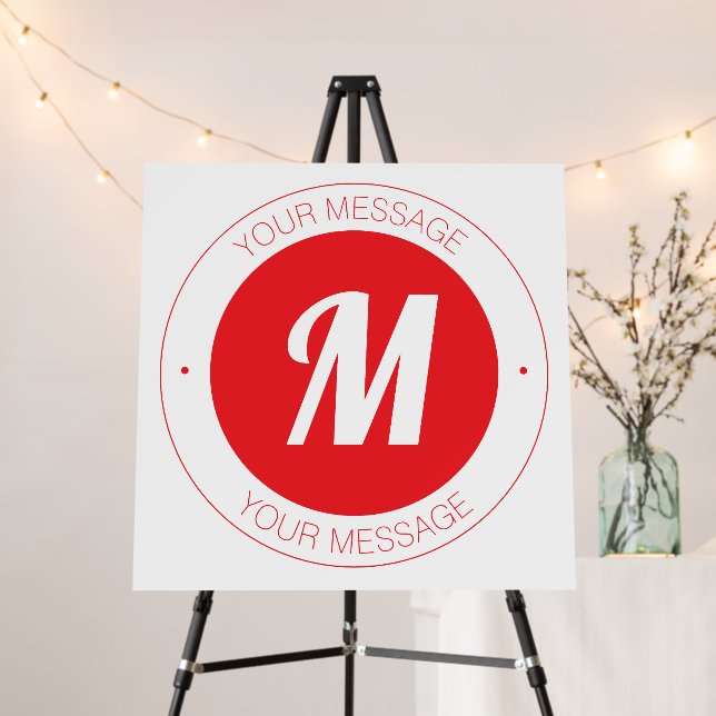 Customizable Monogram & Circular Text Template Foam Board (In Situ (Stand))