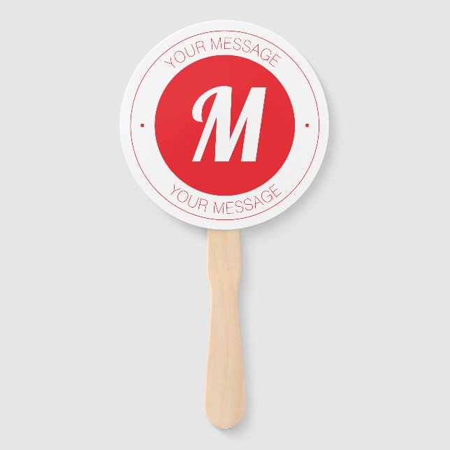 Customizable Monogram & Circular Text Template Hand Fan (Front)