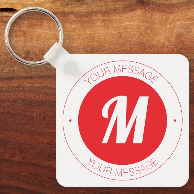 Customizable Monogram & Circular Text Template Keychain (Front)