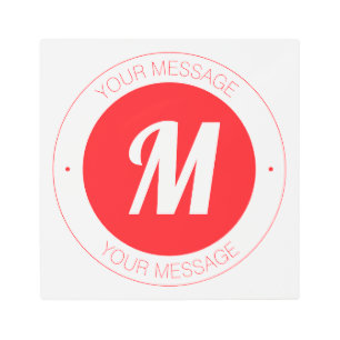 Customizable Monogram & Circular Text Template Metal Print
