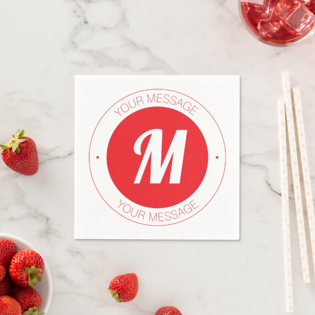 Customizable Monogram & Circular Text Template Napkins (Insitu)