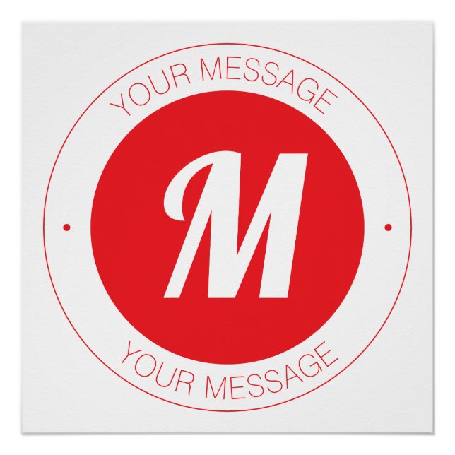 Customizable Monogram & Circular Text Template Poster (Front)