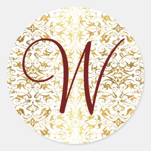 Customizable Monogram Classic Round Sticker (Front)