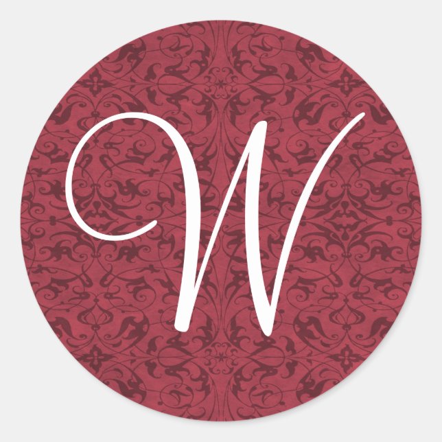 Customizable Monogram Classic Round Sticker (Front)