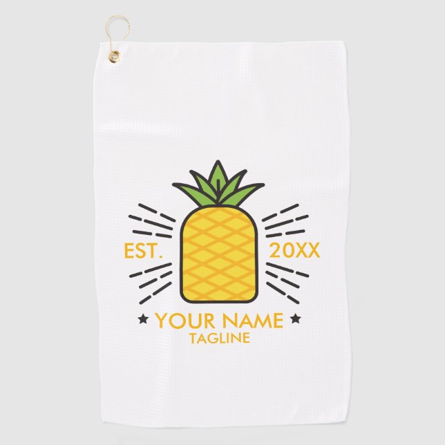 Customizable Monogram Cute Fruit Pineapple Golf Towel (Front)