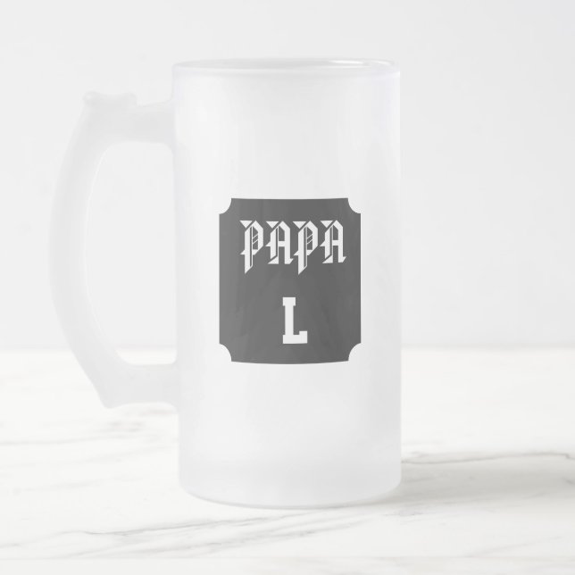Customizable Monogram Dad Frosted Glass Beer Mug (Left)