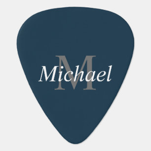Customizable Monogram Deep Blue Guitar Pick