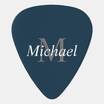 Customizable Monogram Deep Blue Guitar Pick by ops2014 at Zazzle