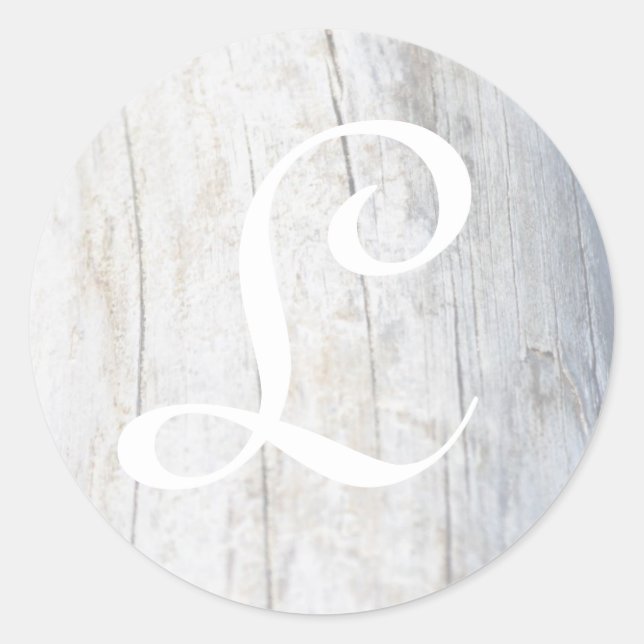 Customizable Monogram Driftwood Classic Round Sticker (Front)