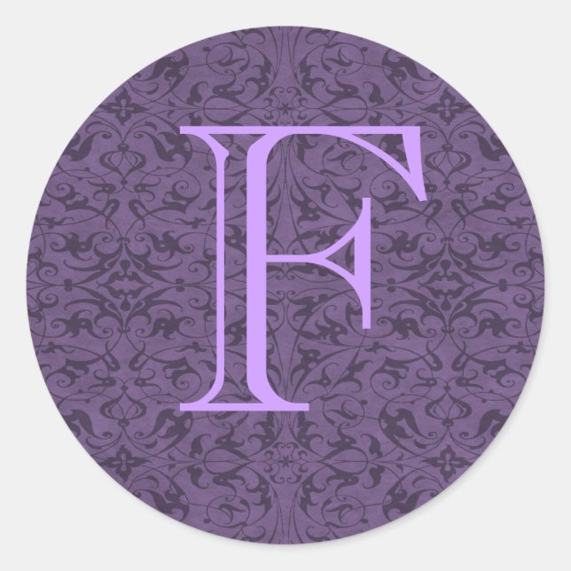 Customizable Monogram F Classic Round Sticker (Front)