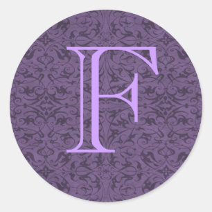 Customizable Monogram F Classic Round Sticker