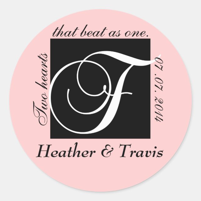 Customizable Monogram F Wedding Sticker (Front)