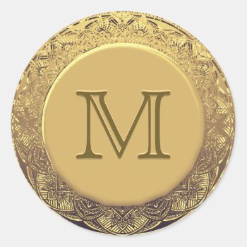 Customizable Monogram Gold Seal by GlitterInvitations at Zazzle