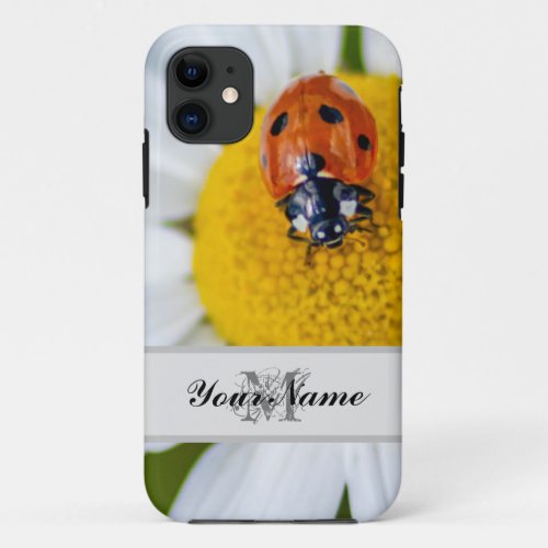 Customizable Monogram Good luck little ladybug iPhone 11 Case