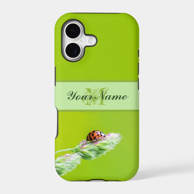 Customizable Monogram Good luck little ladybug! Iphone Case (Back)