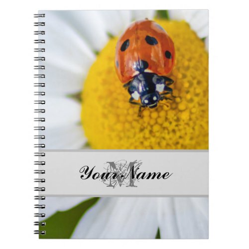 Customizable Monogram Good luck little ladybug Notebook