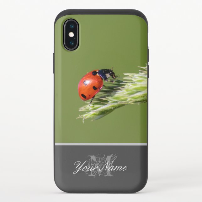 Customizable Monogram Good luck little ladybug! Uncommon iPhone Case (Back)