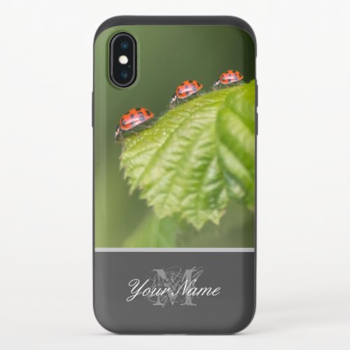 Customizable Monogram Good luck little ladybugs iPhone X Slider Case