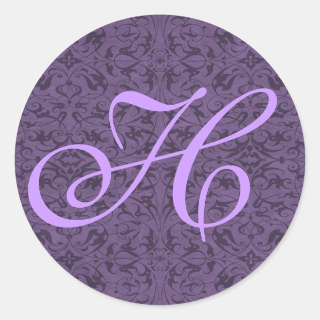 Customizable Monogram H Classic Round Sticker (Front)