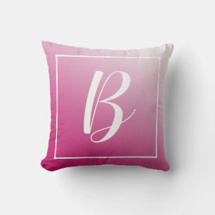 Customizable Monogram Hot Pink Gradient Throw Pillow