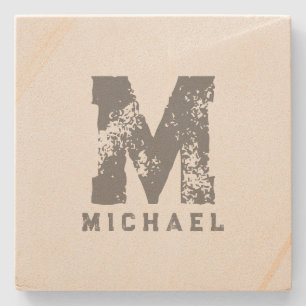 Customizable Monogram Initial Name Sandstone Stone Coaster