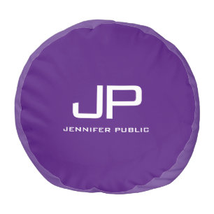 Customizable Monogram Initial Name Template Purple Pouf