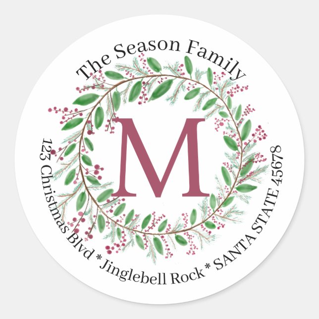 Customizable Monogram Label Christmas (Front)
