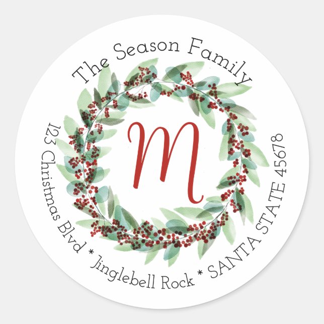 Customizable Monogram Label Christmas (Front)