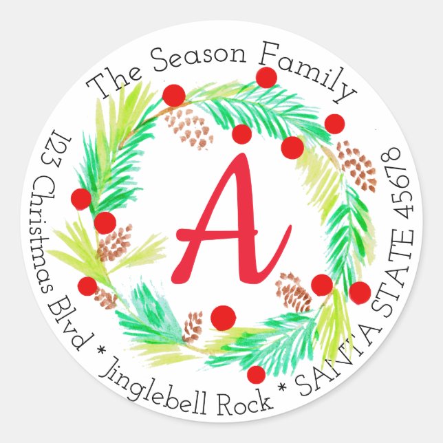 Customizable Monogram Label Christmas (Front)