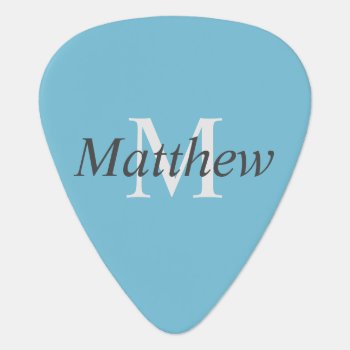 Customizable Monogram Light Blue Guitar Pick by ops2014 at Zazzle
