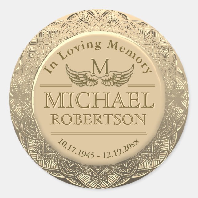 Customizable Monogram Memorial Gold Seal (Front)