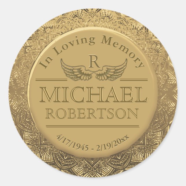 Customizable Monogram Memorial Gold Seal (Front)