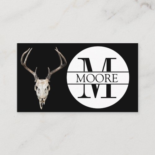 Customizable Monogram Name Deer Skull Antler Business Card