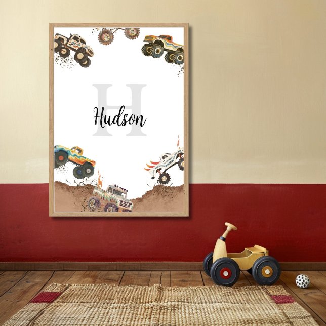Customizable Monogram Name Monster Truck Poster (Creator Uploaded)