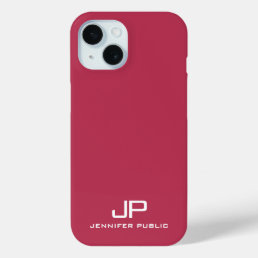 Customizable Monogram Name Template Viva Magenta iPhone 15 Case