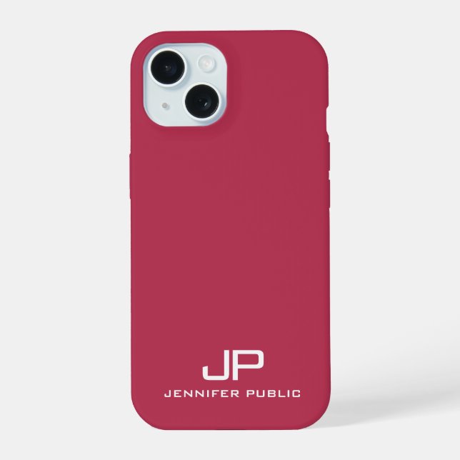 Customizable Monogram Name Template Viva Magenta Iphone Case (Back)