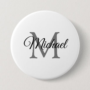 Customizable Monogram Name White Template Large Button