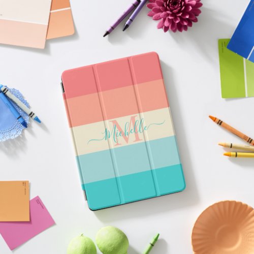 Customizable Monogram Name with ColorBlocks Design iPad Pro Cover