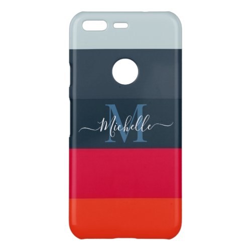 Customizable Monogram Name with ColorBlocks Design Uncommon Google Pixel Case