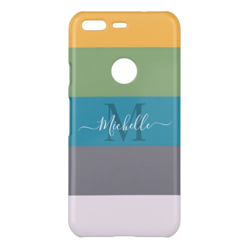 Customizable Monogram Name with ColorBlocks Design Uncommon Google Pixel Case