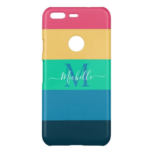 Customizable Monogram Name with ColorBlocks Design Uncommon Google Pixel Case